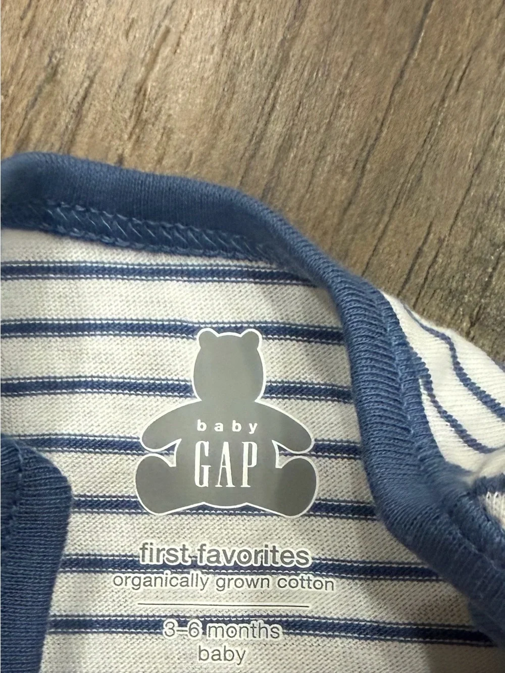 Baby Gap Boys White Blue Stripe Bodysuit Size 3-6 Months First Favorites Organic